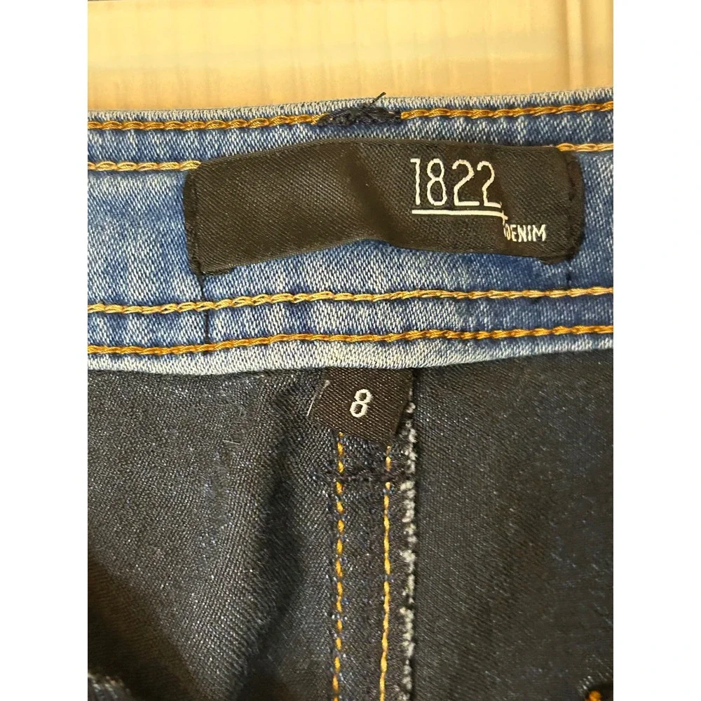 1822 Denim Womens Size 8 Medium Wash Wide Leg Cropped High Rise Jeans Blue
